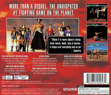 Tekken 2 (US) box cover back